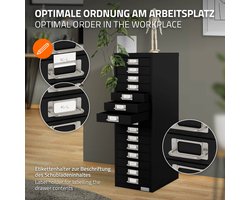 Archiefkast met 15 laden 28x38x87 cm zwart metaal ML design