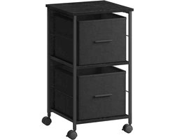 Archiefkast met 2 laden - ebbenhout zwart - inktzwart - spaanplaat - staal - niet-geweven stof - 37,5 cm x 38,5 cm x 68,7 cm