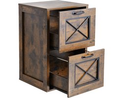 Archiefkast met 2 Laden, Verticale Houten Kantoorkast voor Thuiskantoor, 2-Delige Opbergkast met Verstelbare Hangstang voor A4-Documenten (Honingbruin)