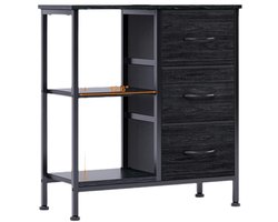 Archiefkast met 3 lade en 2 planken in de kleuren zwart