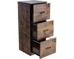 Archiefkast met 3 Laden En Slot, Verticale Houten Kantoorkast voor Thuiskantoor, Opbergkast met Verstelbare Hangstang, Opbergkast voor A4-Documenten