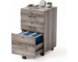 Archiefkast met 3 lades - Mobiele kast - Thuiswerk organiseren - Met slot en wielen - 26 inch hoog