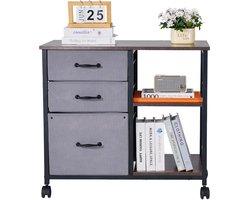 Archiefkast met 3 Stoffen Laden, Verrijdbare Ladeblok met 2 Open Vakken, Opbergkast voor Kantoorbenodigdheden, Printers En Documenten In Letter, A4 En Legal Formaat (Bruin)