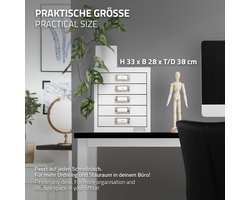 Archiefkast met 5 laden 28x38x33 cm wit metaal ML design