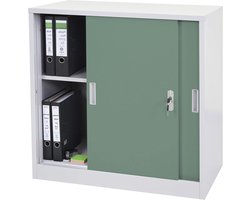 Archiefkast met Schuifdeuren - Dossierkast Bureaukast - Documenten Opbergen - Afsluitbaar met 2 Sleutels - 90x90x45 cm - Groen