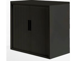 Archiefkast met slot - 120cm breed - Roldeurkast 123x120x45 - 2 legplanken - Zwart (Nederlands Product - BUUR Collectie)