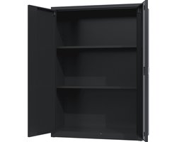 Archiefkast met slot - Povag - 130x92x42 cm - Zwart - 2 legplanken - 45 kg per legplank - archiefkast metaal - kantoor kast - AKP.162.01
