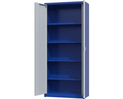 Archiefkast met slot - Povag - 180x80x38 cm - Blauw/grijs - 4 legplanken - 45 kg per legplank - archiefkast metaal - kantoor kast - AKP.183.01