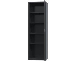 Archiefkast met slot - Povag - 195x60x42 cm - Zwart - 4 legplanken - 45 kg per legplank - archiefkast metaal - kantoor kast - AKP.154.01
