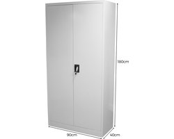 Archiefkast - Metaal - 90 x 40 x 180 cm - 4 verstelbare legplanken - GRATIS documenten opberger - kantoorkast dossierkast draaideurkast