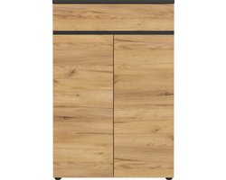Archiefkast Miguel met lade en 2 legplanken - antraciet/eik