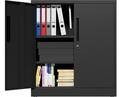 Archiefkast - Opbergkast - Metalen kast - Documentkast - Twee verstelbare legplanken, anti-kantel constructie,Grote opslagruimte,Mensgericht ontwerp,Ophangbaar - Metaal - 80×40×90 Cm - Geschikt voor kantoor, garage en thuisruimte om - Zwart