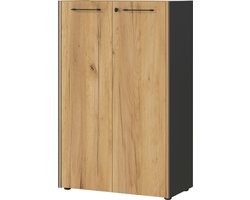 Archiefkast Robert 120 cm 2 deuren - antraciet/eik