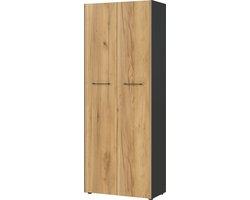 Archiefkast Robert 196 cm 2 deuren - antraciet/eik