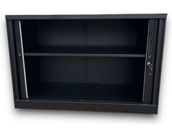 Archiefkast – Roldeurkast – Dossierkast – Zwart – Met slot - 80x120x45 cm