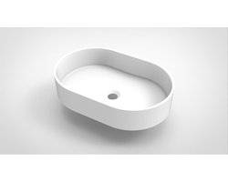 Arcqua Case waskom - 55x36cm - Ovaal - Cast marble Wit Mat