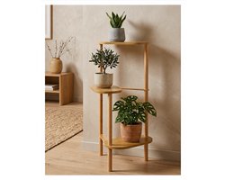 Ardful - Luxe Houten Bamboe Plantentafel met 3 Etages - Plantenrek Binnen - Plantentrap Boho - Japandi & Scandinavisch Design - Bloemenstandaard - Plantenstandaard - Naturel