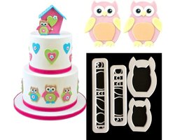 Ardran & Tookar Fondant uilen uitsteekvorm - Kunststof - Set van 4 stuks