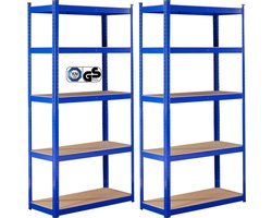 AREBOS 2x Stellingkast - Stellingkasten - Opbergrek - 5 Planken - 875 kg Draagkracht - 90x40x180 cm - Metaal/MDF - Blauw