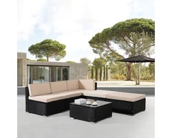 AREBOS "Barcelona" Polyrattan Tuinmeubelen Tuinset Loungeset Zitgroep Zwart
