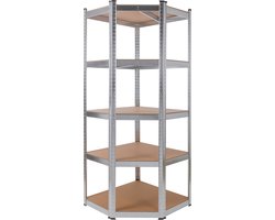 AREBOS Hoekrekken | rekken voor zwaar gebruik | boutloze rekken 875kg | gemakkelijk te monteren door plug-in systeem | 70x70x180 cm | 5 planken van MDF | tot 175 kg per plank | gegalvaniseerd