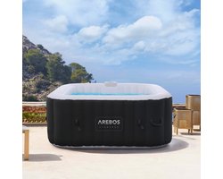 AREBOS Hottub voor Innen en Buiten - 4 Persoons - 130 luchtstralen - 154 x 154 cm - 600L - Opblaasbaar Bubbelbad Massage