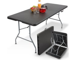 AREBOS Klaptafel - Inklapbare tafel - Campingtafel - Vouwtafel - Weerbestendig - Zwart - 182 × 74 × 74 cm - 6 personen
