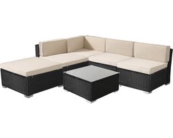 AREBOS Loungeset - Loungeset Tuinmeubels - Loungeset Balkon - Tuinmeubelset - 5 Persoons - Zwart
