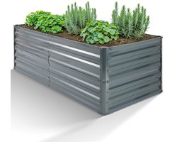 AREBOS Metalen verhoogd bed 180 x 90 x 45cm Plantbed roestvrij staal groentebed