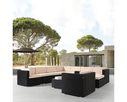 AREBOS® Polyrattan tuinmeubelen tuinset loungeset zitgroep zwart