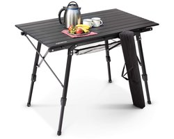 Arebos roltafel camping klaptafel 90 x 51,5 cm - aluminium - zwart