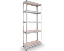 AREBOS Stellingkast - Opbergrek - 5 Planken - 350 kg Draagkracht - 180x75 x30 cm - Metaal/MDF - te gebruiken als werkbank