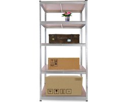 AREBOS Stellingkast - Opbergrek - 5 Planken - 875 kg Draagkracht - 90x60x200 cm - Metaal/MDF - te gebruiken als werkbank