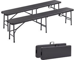 AREBOS Tuinbank - Set van 2 stuks - Picknickbank - Inklapbaar - Tuinbanken - 183 x 28 x 43 cm - Antraciet
