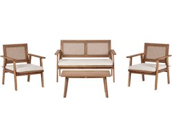 ARENELLA - Loungeset 4-zits - Lichtbeige - Acaciahout