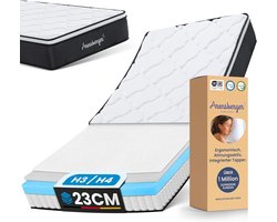 Arensberger Pocketvering matras EMILIA – 7-Zones Ergonomisch Comfort matras 140x200 cm met Pocketveren en Geavanceerde Ondersteuning voor een Optimale Slaapkwaliteit - pocketvering matras 140x200 cm x 23cm