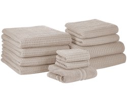 AREORA - Handdoek set van 11 - Beige - Katoen