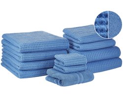 AREORA - Handdoek set van 11 - Blauw - Katoen