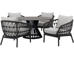Arezzo Pasadena low dining tuinset 140xH69 cm 5 delig antraciet