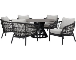 Arezzo Pasadena low dining tuinset 140xH69 cm 6 delig antraciet