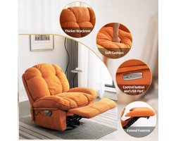 Aria Elektrische Massagestoel Oranje - Luxe Relaxfauteuil met Verwarming, 270° Draaibaar, Schommelstand, USB & Type-C Poorten (94 x 101 x 100 cm)