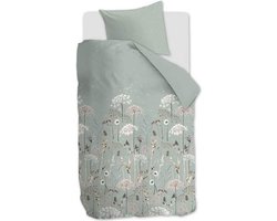Ariadne at Home Flowers - Dekbedovertrek - Eenpersoons - 140x200/220 cm - Flanel - Green