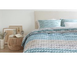 Ariadne at Home Quilted Squares Dekbedovertrek - Blauw
