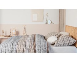 Ariadne at Home Quilted Squares dekbedovertrek - Tweepersoons - 200x200/220 - Naturel