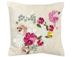 Ariadne Les Roses - Sierkussen - 30x30 cm - Wit