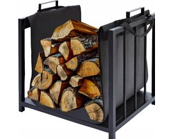 Ariko Metalen Brandhout standaard - Haardhout rek - Openhaardhout standaard - Stevig Metaal - Met Draagtas - XXL - Zwart