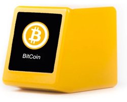 Ariqo Bitcoin Klok - Crypto Klok - Live Display Tracker - Aandelen - 1000+ Munten Ondersteund - USB-C - 37x37x45mm - Geel