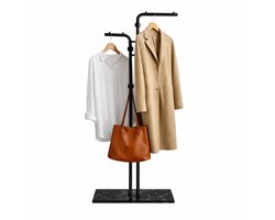 Arisa Home Kapstok Staand 170 cm – Staande Kapstok met Marmeren Voet – 5 Haken – Kapstok Zwart – Voor Hal en Entree