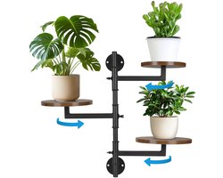 Arisahome Wand Plantenstandaard 3 Laags – Wand Plantenrek met Houten Planken – Decoratief Wandrek voor Woonkamer