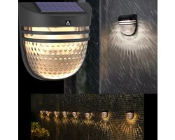 Arisenn® Moon Crystal Solar Buitenlamp - IP65 Waterdicht - Prachtige Solar Technologie Monokristal Zonnepaneel wandlamp - 3000K Warm Wit (sfeervol) - Tuinverlichting op Zonne-energie | schutting wand licht